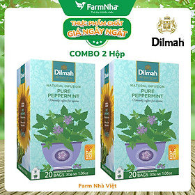 Combo 2 hộp Trà Dilmah Pure Peppermint Thảo Dược Bạc Hà túi lọc 20 túi x