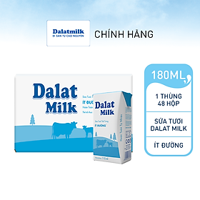 Thùng 48 hộp sữa tươi tiệt trùng Dalatmilk ít đường 110 ml (110 ml x 48)