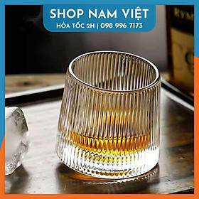 Ly rock thủy tinh pha lê đế xoay 360 độ, cốc uống whisky rượu tây 160ml wine glass