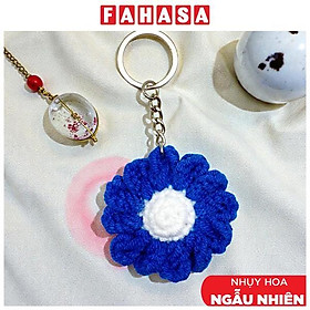 Móc Khoá Len Cúc Hoạ Mi - Màu Xanh Đậm (Nhụy Hoa Màu Ngẫu Nhiên)