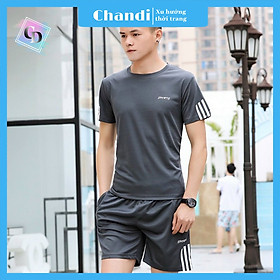 Đồ Bộ Thể Thao Nam màu đen co giãn tốt thương hiệu Chandi, Đồ Bộ Mặc Nhà chất liệu thun cao cấp mát mẻ, thấm hút mồ hôi tốt NT1906