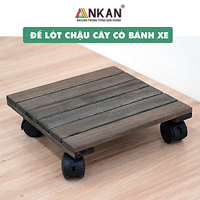 Mua Đế Lót Chậu Cây Có Bánh Xe Thương Hiệu ANKAN  Đế Để Chậu Cây  Mặt Vuông Bằng Gỗ Tràm  Màu Đen Đường Kính 30 Cm  Tải Trọng 80kg - Hàng Xuất Khẩu