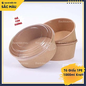 Mua Set 20 Tô giấy Kraft 750ml và 1000ml dùng 1 lần đựng thức ăn có nắp