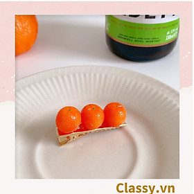 Kẹp tóc dạng clip mỏ vịt,  họa tiết minh họa trái cam quýt tinh nghịch hài hước màu sắc tươi sáng hot tiktok PK913