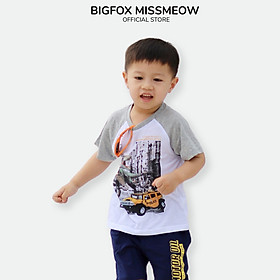 Áo thun bé trai BIGFOX - MISS MEOW size đại, áo cho bé chất cotton phong cách Âu Mỹ In Khủng Long & Ô tô 11 - 37 kg QATE