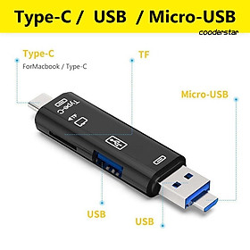 Đầu Đọc Thẻ Nhớ OTG Micro USB Type C TF 5 Trong 1 Đa Năng Cho Android Và Máy Tính Bàn
