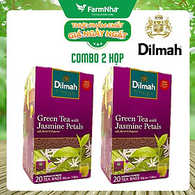 (Combo 2 hộp) Trà Dilmah Green Tea with Jasmine Petals 30g 20 Túi x 1,5g Hương hoa Nhài - Đóng gói từng túi riêng biệt giữ hương vị tuyệt vời lôi cuốn