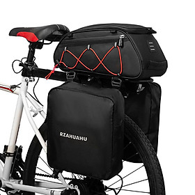 RZAHUAHU 3-in-1 Bike Rack Bag Trunk Bag Waterproof Bicycle Rear Seat Bag Cooler Bag with 2 Side Hanging Bags Cycling Cargo Luggage Bag Pannier Shoulder Bag