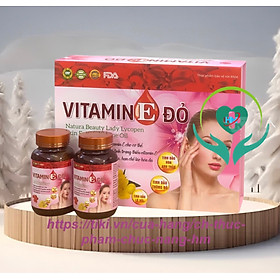 ￼Viên uống trắng da mờ nám VITAMIN E ĐỎ - Tinh dầu thông đỏ, hoa anh thảo - Hộp cao cấp 2 lọ x 30 viên