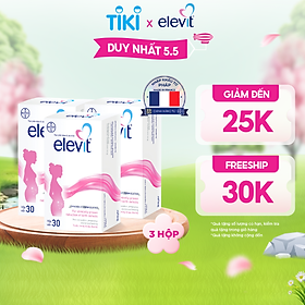 Combo 3 Hộp Vitamin Bầu Tổng Hợp ELEVIT Bổ Sung Vitamin và Khoáng Chất Cho Phụ Nữ Mang Thai và Sau Sinh Hộp 30 Viên x3