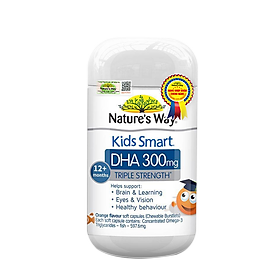 Viên Nhai Nature s Way Kids Smart DHA 300mg Triple Strength Tăng Cường Sự