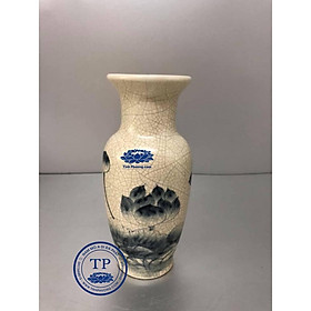 Mua LỌ HOA THỜ BẰNG SỨ MEN RẠN VẼ SEN KH18179- Đồ thờ Tịnh Phương