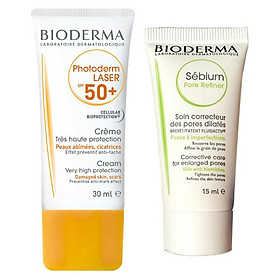 Combo Kem Chống Nắng BIODERMA PHOTODERM Laser SPF 50+ 30ml Và Kem Dưỡng BIODERMA SEBIUM Pore Refiner 15Ml