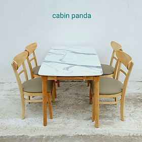 Mua Bàn ghế ăn gỗ cao su (bàn 120cm chân tròn +4 ghế mango mặt nệm)