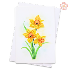 Thiệp Giấy Xoắn Nghệ Thuật - Thiệp Hoa Thủy Tiên - Daffodil Card - Flower - Việt Net - VN2NN111056NN - 11.5 x 16.5