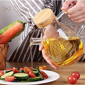 Mua Bình thủy tinh chịu nhiệt  chai lọ có nắp gỗ  nút silicon đựng dầu ăn  giấm  nước tương  nước mắm | BÌNH DẦU NẮP GỖ TRE