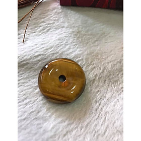 Mặt Dây Chuyền Đồng Tiền Điếu đá mắt hổ vàng nâu tự nhiên  Size 30mm x dầy 8mm  hợp mệnh Kim Thổ Thủy 