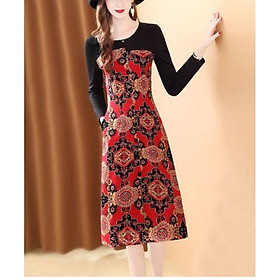 HÀNG NHẬP - ĐẦM SUÔNG HỌA TIẾT THỔ CẨM SIÊU SANG