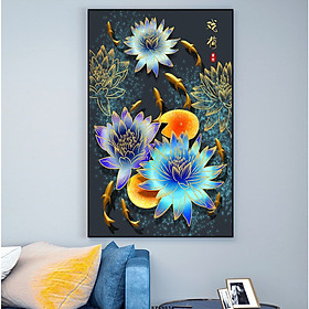 Mua Tranh Canvas Cá Chép và Hoa Sen Sang Trọng - Tranh Treo Tường Phòng Khách