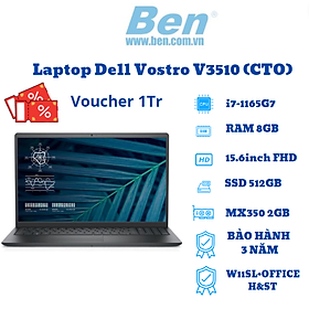 Mua Laptop Dell Vostro 15 3510 (CTO)/ Đen/ Intel Core i7-1165G7/ RAM 8GB/ 512GB SSD/ NVIDIA GeForce MX350 2GD5/ 15.6inch FHD/ 3Cell/ W11SL+OFFICE H&ST/ 1Yr - hàng chính hãng
