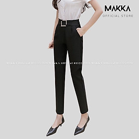 Quần baggy công sở nữ MAKKA baggy đai vuông khóa giọt lệ hông 834