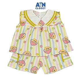 Bộ quần áo Ngắn bé gái họa tiết Bé Nấm Hồng Cotton - AICDBG7K67BV - AIN Closet