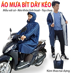 Mua Áo Mưa Bít Dây Kéo Khóa Vân Da Cá 1m3 Có Tay Chun Tiện Lợi Chống Thấm Đi Mưa