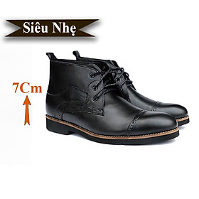 Giày Boots Nam Tăng Chiều Cao Siêu Nhẹ T&TRA Tăng Cao 7Cm, S1079 Đen