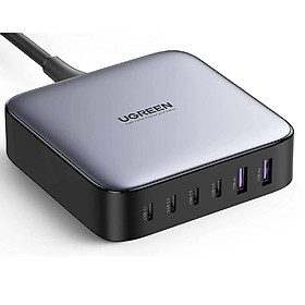 Ugreen UG40913CD271TK 200W Màu Đen Bộ sạc nhanh Nexode USB-C GaN gồm 4 cổng USB C và 2 cổng USB A kèm cáp nguồn dài 2M - HÀNG CHÍNH HÃNG