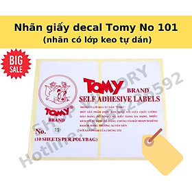 Xấp 10 tờ Nhãn có lớp keo tự dán Tomy A5 101 Giấy decal in mã vạch