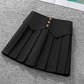 Quần giả váy nữ 3 NÚT GIỮA phối XẾP LY có lưng thun co giãn chất tuyết mưa xinh xắn