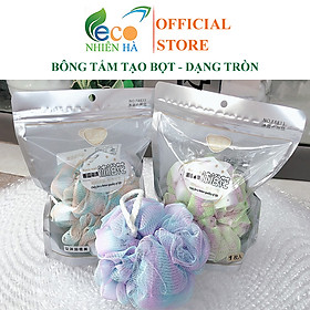 Bông tắm tạo bọt dạng tròn, chất liệu cao cấp mềm mịn, giúp tắm rửa sạch nhanh, hiệu quả