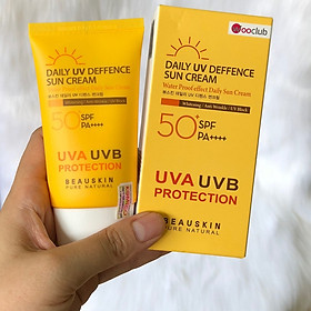 Kem chống nắng và dưỡng da hằng ngày cao cấp Beauskin Daily UV Deffence Sun Cream 50+ SPF/PA++++ - 50ml Hàn quốc (50ml) kèm khấu trang dài