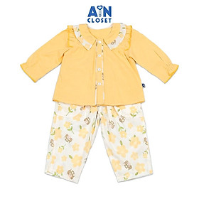 Bộ quần áo Dài bé gái họa tiết Bé Hoa Vàng cotton - AICDBGVZLGPA - AIN Closet