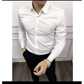 Áo sơ mi nam trắng trơn cao cấp 100% Cotton hàng QUẢNG CHÂU