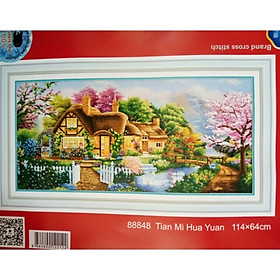 Mua Tranh thêu chữ thập thêu kín Ngôi Nhà Mùa Xuân (115*59cm) chưa thêu