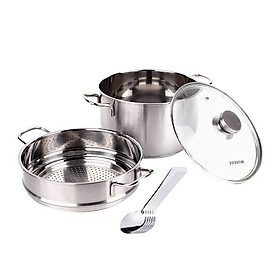 Bộ Nồi Xửng Hấp Fivestar Nắp Kính Tặng 10 Muỗng Inox