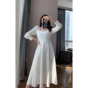 Đầm Chụp Kỉ Yếu Maxi Xoè Cổ U Vintage Dáng Dài, Đầm Dự Tiệc Cô Dâu, Chụp Ảnh Cưới