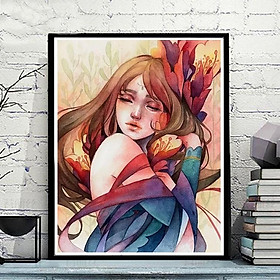 Mua Tranh số hoá tự tô DIY chủ đề Mỹ nữ nàng thơ mới nhất 2021 - sơn dầu số hóa trang trí decor - KONOHA