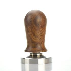 51MM Coffee Tamper Wooden Handle Powder Hammer with 304 Stainless Steel Base Espresso Maker Grinder Handmade Coffee