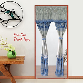 Mua Rèm Cửa Thanh Ngọc Ngang Từ 1m Đến 1 4m x Cao 2m Vải Gấm Thêu Hoa Văn Nổi Xẻ Giữa Màu Xanh Dương