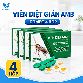 Combo 4 Hộp Viên Diệt Gián AMB – Mồi Kiểm Soát Gián Đức, Gián Nhà, 8 Viên/Hộp, Dễ Sử Dụng