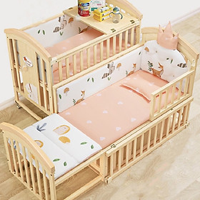 Giường cũi kéo dài cho bé kèm nệm xơ dừa, quây cũi hoàng gia, gối đầu, màn cũi. Tặng kèm bộ treo nôi cũi phát nhạc