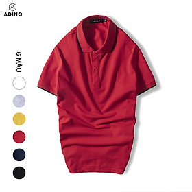 Áo polo nam ADINO màu đỏ phối viền vải cotton co giãn dáng slimfit trẻ trung AP73