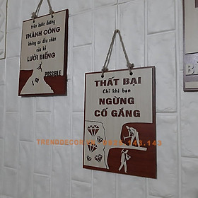 Bộ 3 Tranh Gỗ treo tường, trang trí phòng tạo động lực 20x27cm