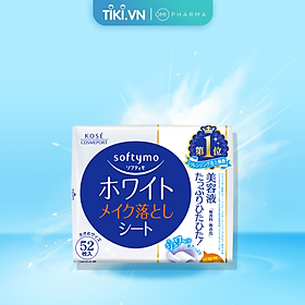 Khăn Ứớt Tẩy Trang Dưỡng Trắng Da Softymo Kose Nhật Bản Gói Refill 52 Miếng
