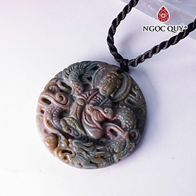Mặt dây chuyền Phật Bà cưỡi rồng đá chalcedony - Ngọc Quý
