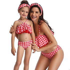 Mẹ Và Con Gái Đeo Vai Đơn Đồ Bơi Họ Phù Hợp Với Xù Đồ Bơi Bé Gái Kẻ Sọc Bikini Kid Cho Bé Nữ Áo Tắm - Daughter 140(6-8T)