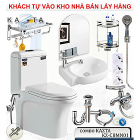 Combo Thiết Bị Nhà Tắm Nhỏ Gọn Kazta KZ-CBMN01 Bồn Cầu 1 Khối-Vòi Xịt