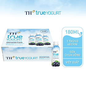 Hình ảnh Thùng 48 chai sữa chua uống tiệt trùng hương việt quất tự nhiên TH True Yogurt 180ml (180ml x 48)